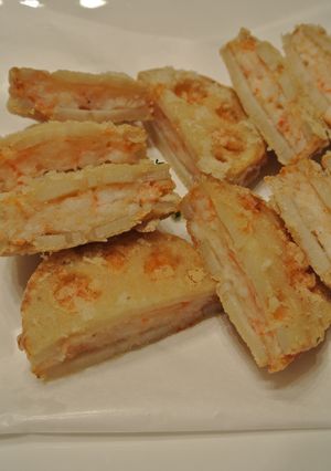 海老しんじょうの蓮根はさみ揚げ-レシピのメイン写真