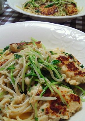 水菜と鶏味噌つくねのシンプルパスタ☆-レシピのメイン写真
