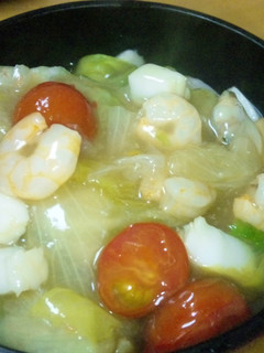 鍋キューブでレタス八宝菜丼-レシピのメイン写真
