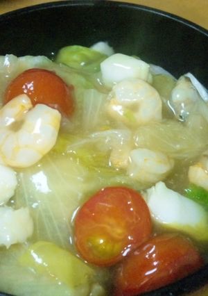 鍋キューブでレタス八宝菜丼-レシピのメイン写真