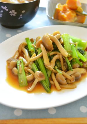 ◆小松菜としめじのにんにく醤油炒め-レシピのメイン写真