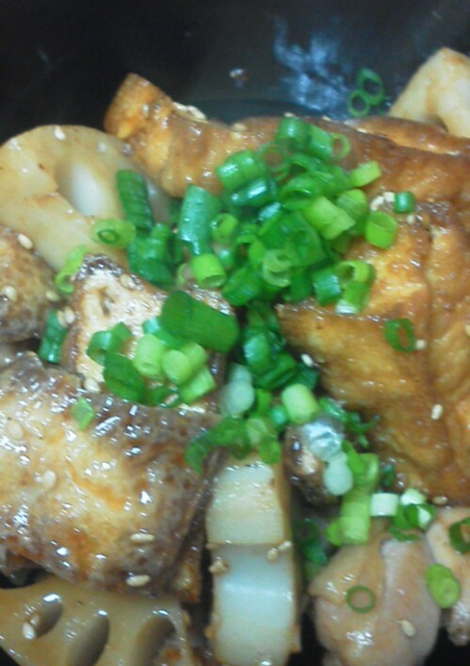 鶏肉と厚揚げ、蓮根の甘口炒め-レシピのメイン写真