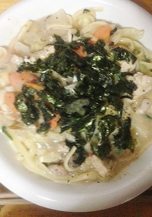 鰹と鶏と野菜のパスタ　餡かけ塩焼きそば風-レシピのメイン写真