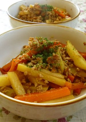 じゃが芋とひき肉の醤油炒め煮-レシピのメイン写真