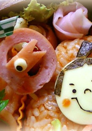 簡単キャラ弁：こいのぼりと金太郎のお弁当-レシピのメイン写真