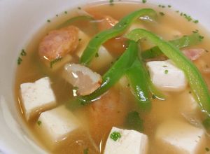 ピーマンと豆腐の炒めベーコンスープ-レシピのメイン写真