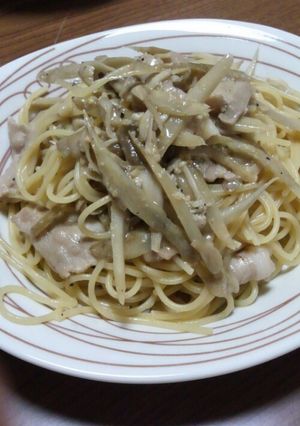 絶品!!ゴボウの味噌チーズパスタ-レシピのメイン写真