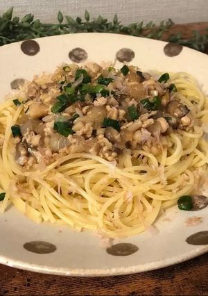 逸品*きのこと鶏ひき肉の和風パスタ-レシピのメイン写真
