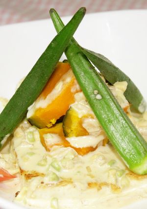 豆腐ステーキと夏野菜のアボカドソース-レシピのメイン写真