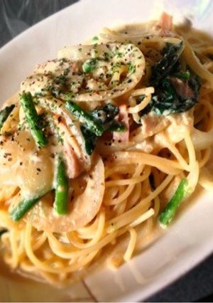 簡単!ほうれん草の豆乳クリームパスタ♡-レシピのメイン写真