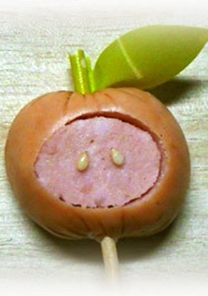 簡単キャラ弁おかず：ウィンナーのりんご-レシピのメイン写真