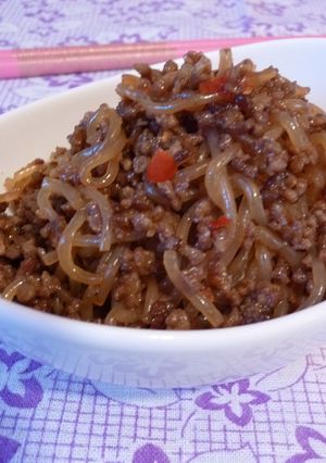 ❋ひき肉と糸こんにゃくのピリ辛炒め❋-レシピのメイン写真