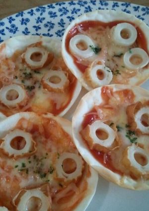 おやつに(^^)餃子の皮でちくわピザ☆♪-レシピのメイン写真