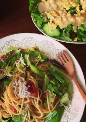 春野菜の和風梅パスタ-レシピのメイン写真