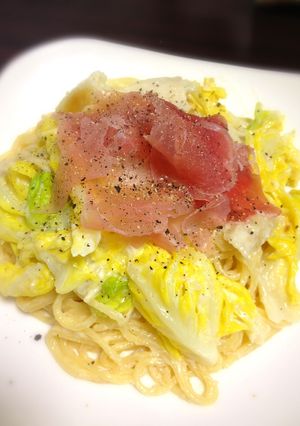 春キャベツと生ハム☆濃厚クリームパスタ-レシピのメイン写真