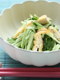レンチン!水菜と油揚げの麺つゆ煮-レシピのメイン写真