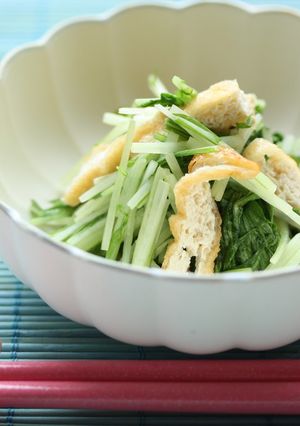 レンチン！水菜と油揚げの麺つゆ煮-レシピのメイン写真