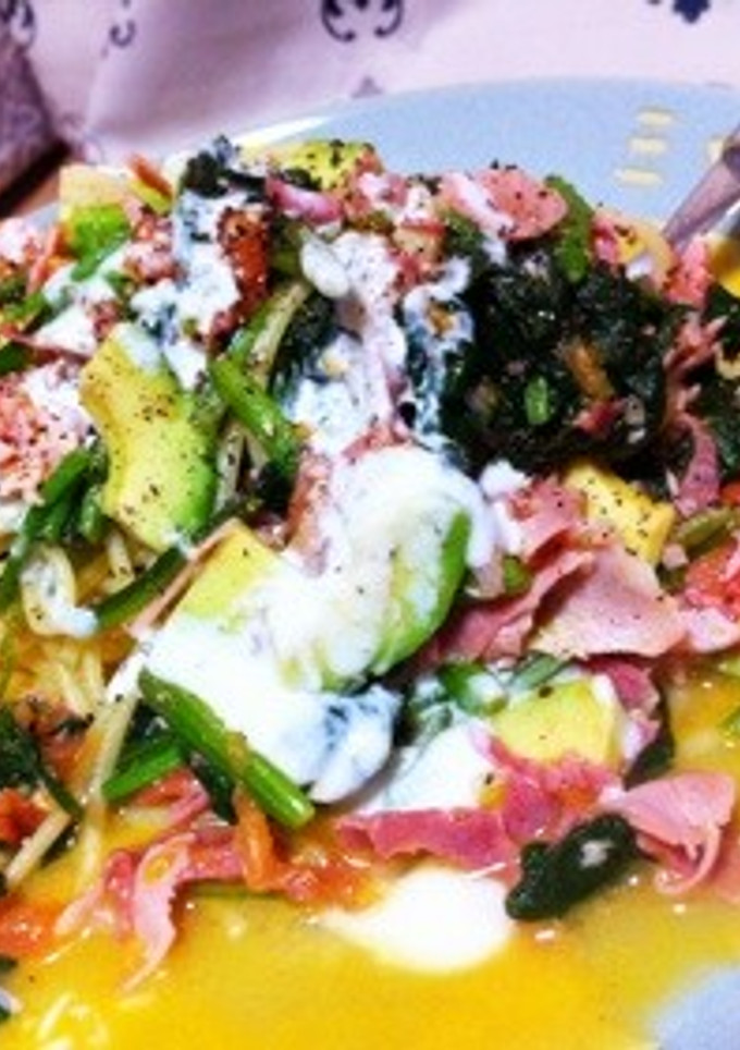 生ハムとほうれん草の塩ヨーグルトパスタ-レシピのメイン写真