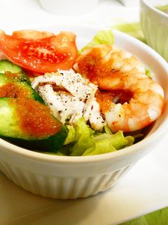 *蒸し鶏と海老のサラダ*-レシピのメイン写真