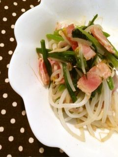 簡単!ほうれん草とベーコンのモヤシ炒め♪-レシピのメイン写真