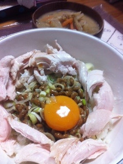 納豆卵かけご飯★ささみ添え-レシピのメイン写真