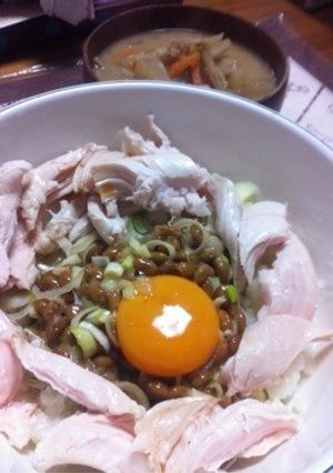 納豆卵かけご飯★ささみ添え-レシピのメイン写真