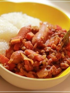 レンズ豆とウインナーのトマト煮込みカレー-レシピのメイン写真