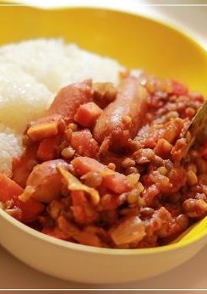 レンズ豆とウインナーのトマト煮込みカレー-レシピのメイン写真