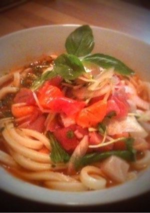 【冷たい！簡単】冷製トマトスープうどん-レシピのメイン写真