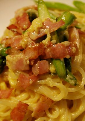 アスパラガスのカルボナーラスパゲティ-レシピのメイン写真