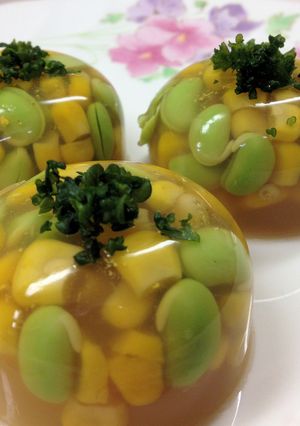 枝豆とトウモロコシの寒天寄せ-レシピのメイン写真