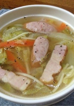 新玉ねぎ・春キャベツで☆スープパスタ-レシピのメイン写真