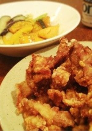 夏にピッタリ！素揚野菜の甘酢添☆豚の唐揚-レシピのメイン写真