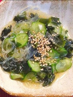 キュウリとワカメの酢の物♡-レシピのメイン写真
