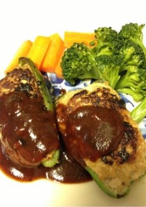 豚肉ハンバーグ ピーマンの肉詰め-レシピのメイン写真