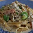 そら豆とベーコンときのこのクリームパスタ
