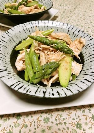 ササミとアスパラの麺つゆ和え♪-レシピのメイン写真