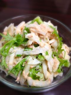 今が旬☆新玉ねぎとわさび菜のツナサラダ-レシピのメイン写真