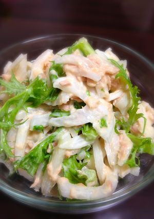 今が旬☆新玉ねぎとわさび菜のツナサラダ-レシピのメイン写真