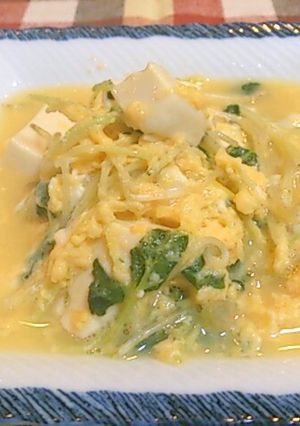 あと1品に☆オクラの新芽と豆腐の卵とじ-レシピのメイン写真