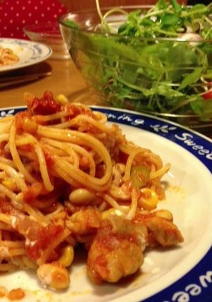 チキンとお豆のトマトパスタ-レシピのメイン写真