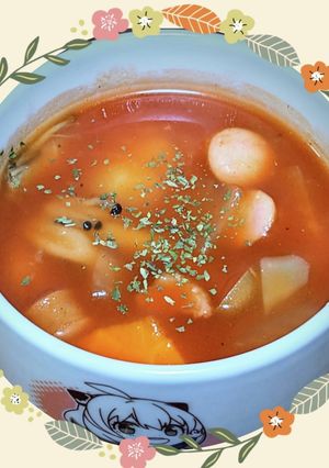 ケチャップで簡単！ミネストローネ風スープ-レシピのメイン写真