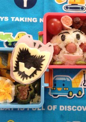 キョウリュウジャー　弁当　ハム　チーズ-レシピのメイン写真