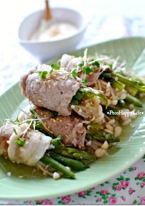 野菜の豚肉巻き 辛子味噌ヨーグルトソース-レシピのメイン写真