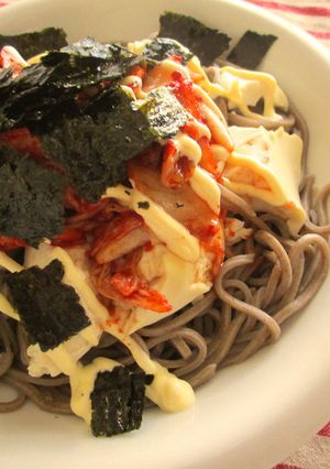 ダイエット!蕎麦にキムチマヨ豆腐のっけ♡-レシピのメイン写真