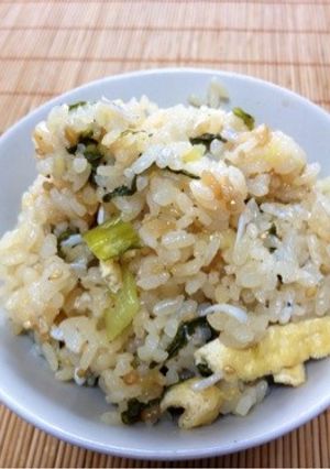 チンゲン菜とじゃこと油あげの炊き込みご飯-レシピのメイン写真