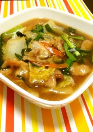 一人飯☆即席麺オンザあんかけ。-レシピのメイン写真