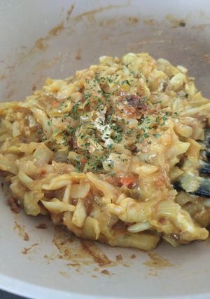 【キャンプ飯】カップラーメンでもんじゃ焼-レシピのメイン写真