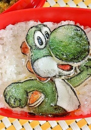 型紙のいらない簡単３Ｄヨッシーキャラ弁-レシピのメイン写真