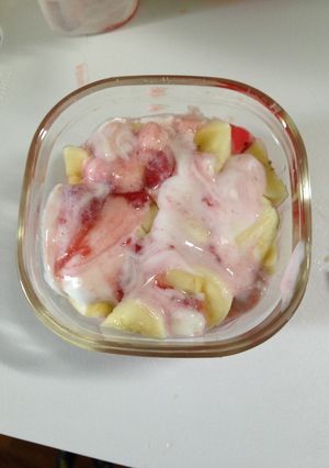 バナナお餅にダノンかけてしっかり朝ごはん-レシピのメイン写真